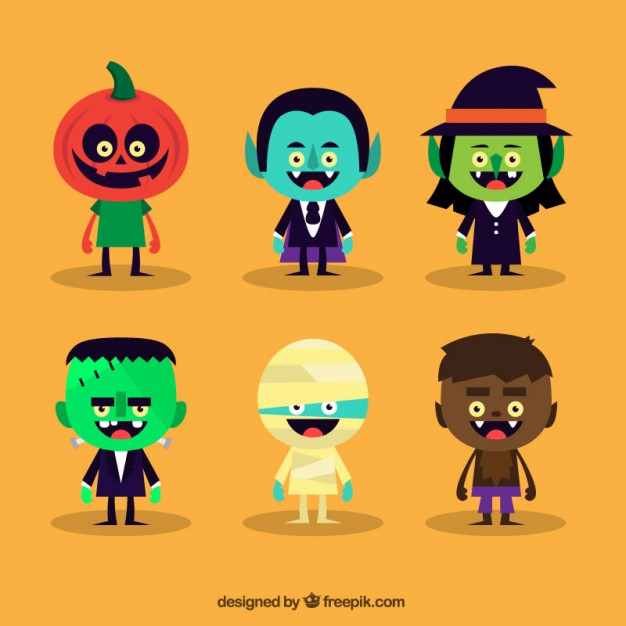 626x626 Variety Of Cute Halloween Characters Vector Free Download