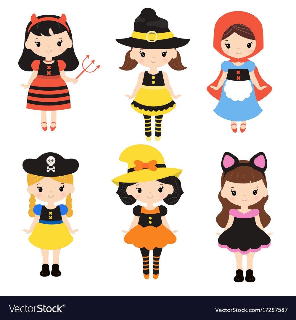 1000x1080 Cute Cartoon Children In Colorful Halloween Vector 17287587