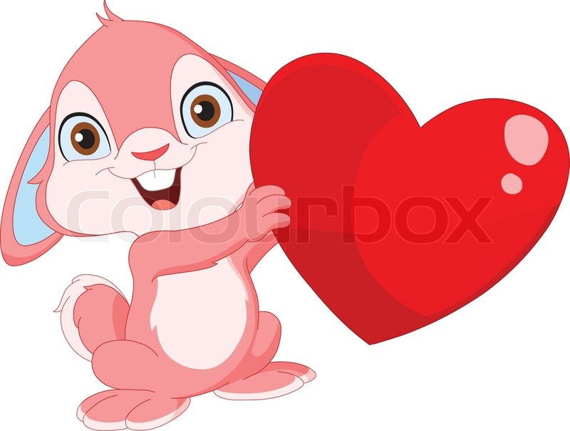 800x605 Cute Bunny Holding A Heart Stock Vector Colourbox