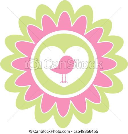 450x470 Cute Heart Bird. Simple Cute Bird With Valentine Love Heart Vector