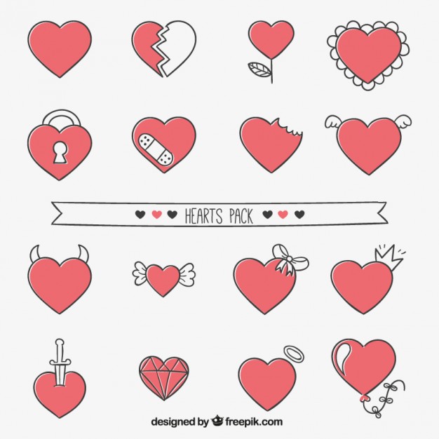 626x626 Cute Heart Collection Vector Premium Download