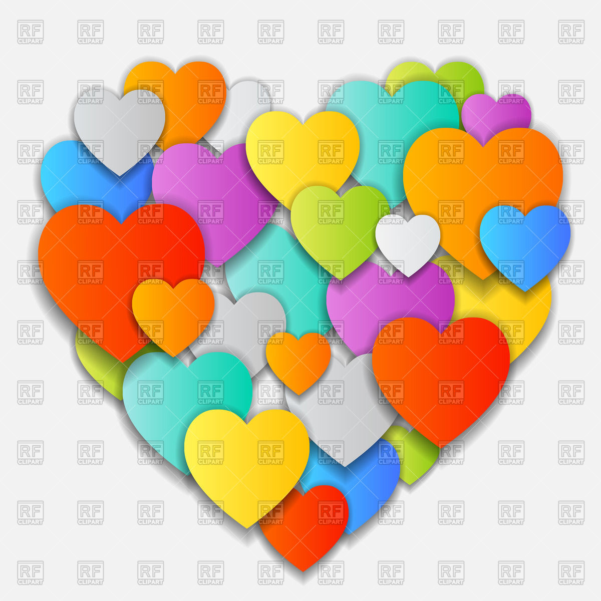 1200x1200 Cute Valentine Made Of Motley Overlapping Hearts Vector Image