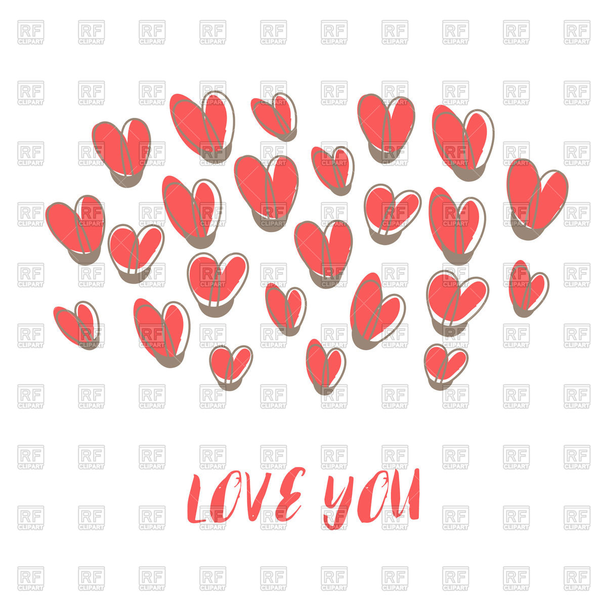 1200x1200 Love You Lettering And Cute Hearts On White Background, Valentines