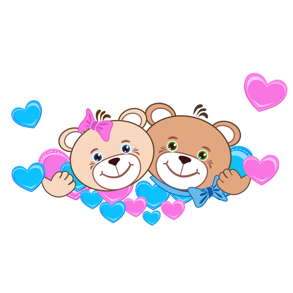 600x600 Cartoon Cute Teddy Bear With Heart Vector Material 06 Free Download