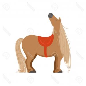 300x300 Photostock Vector Cute Pony With Saddle Thoroughbred Horse Vector