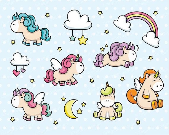 570x453 Unicorn Clipart, Vector Graphics, Chibi, Kawaii Unicorn, Planner