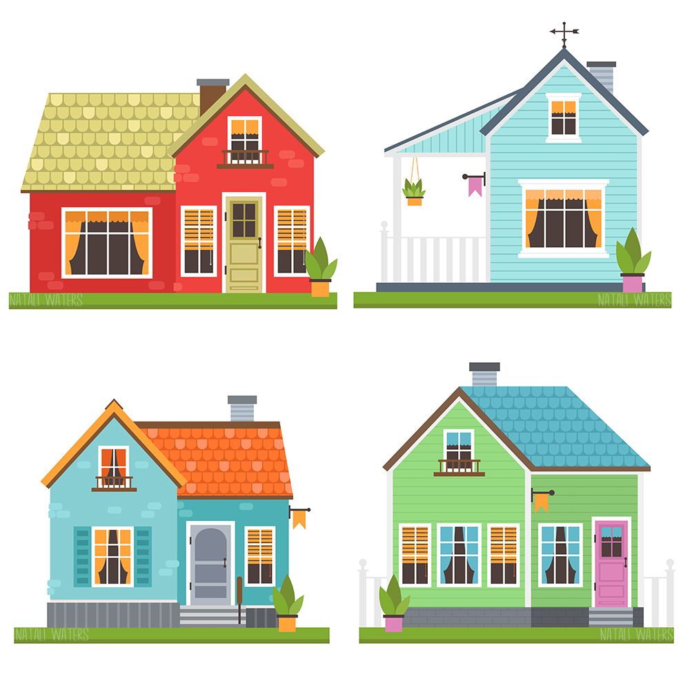 1000x1000 Cute Pastel Houses (Vector) On Behance Illustration