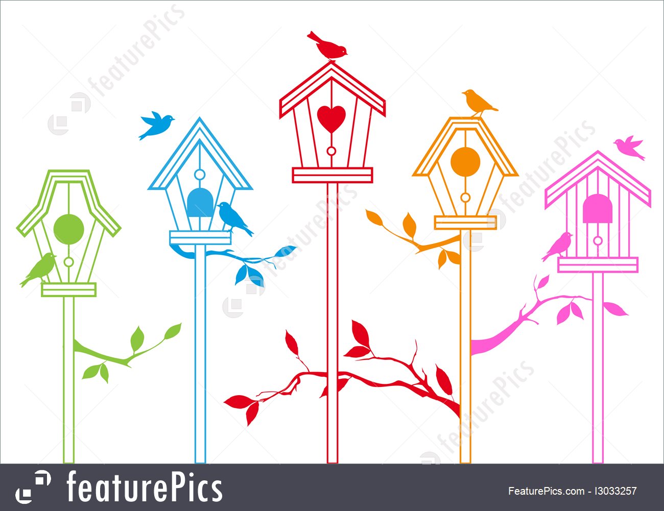 1300x1001 Wildlife Cute Bird Houses, Vector