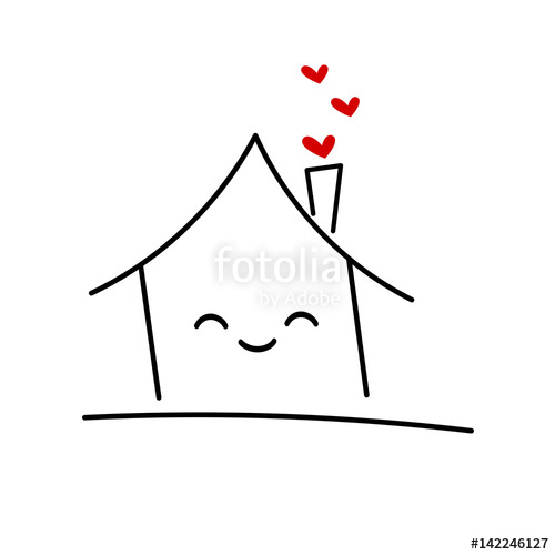 500x500 Cute House Logo Concept Vector Illustration Stock Image And