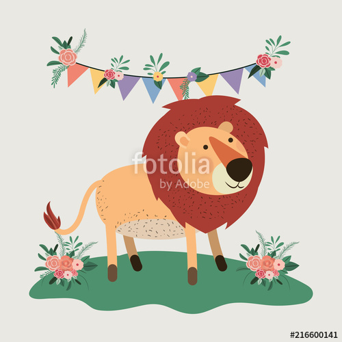 500x500 Baby Shower Card With Cute Lion Vector Illustration Design Stock