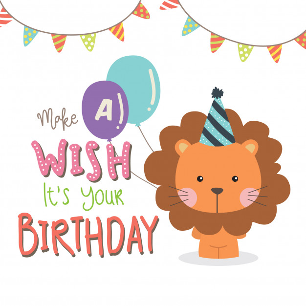 626x626 Birthday Greeting With Cute Lion Vector Premium Download