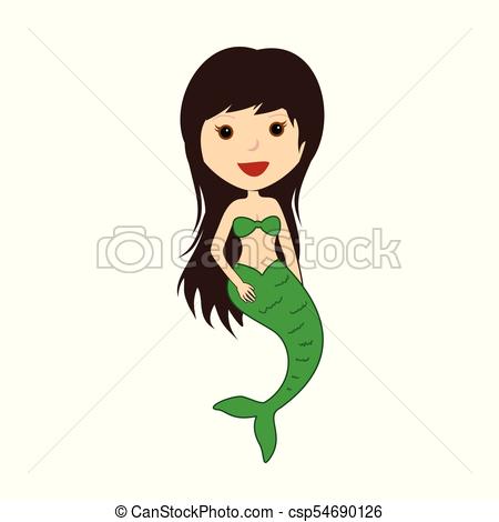 450x470 Cute Mermaid Character Illustration. Cute Mermaid Vector Mascot