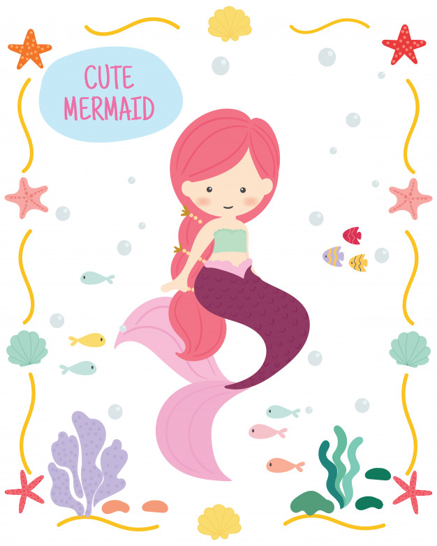 626x782 Cute Mermaid Vector. Vector Premium Download