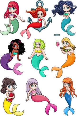 324x486 Cute Mermaid Cartoon Vector Clipart