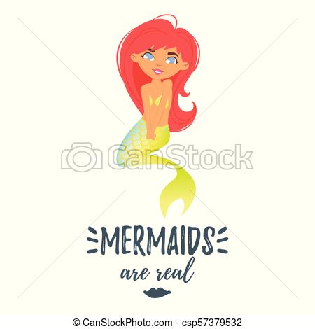 450x470 Vector Cartoon Style Illustration Of Cute Mermaid Character