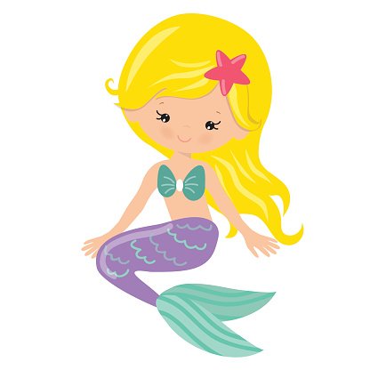 416x416 Cute Mermaid Vector Cartoon Illustration Stock Vectors