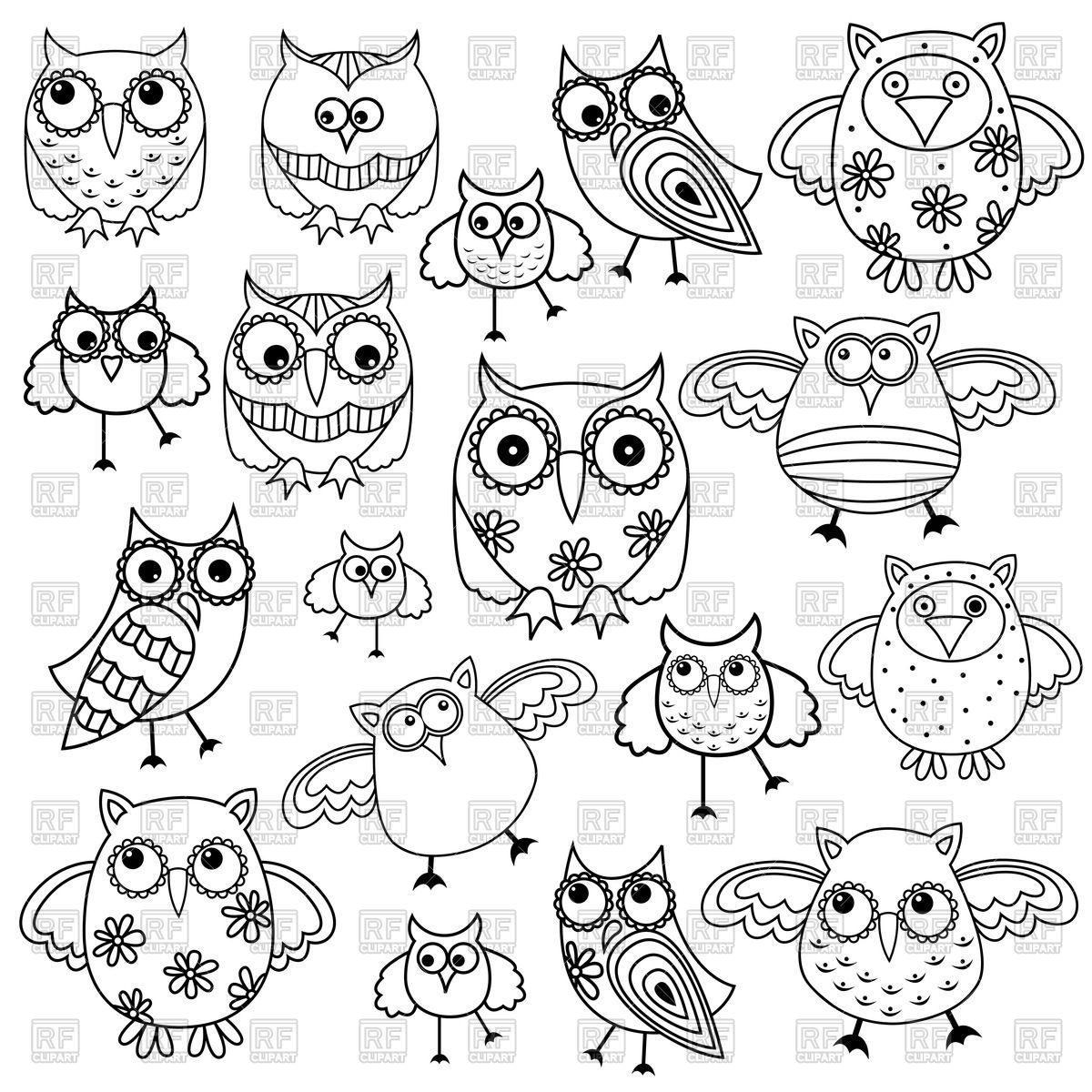 1200x1200 Cute Funny Owls Vector Image Vector Artwork Of Plants And
