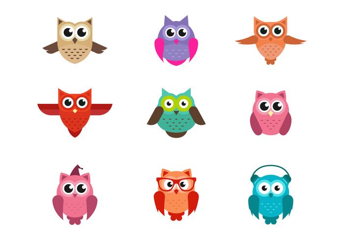 700x490 Set Of Cute Owls Vector