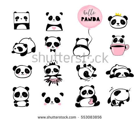 450x390 Cute Panda Bear Illustrations Collection Of Vector Hand Drawn