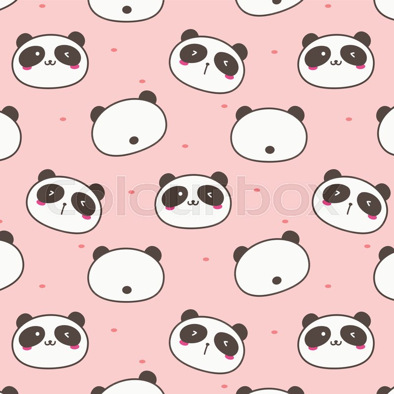 800x800 Cute Panda Vector Pattern Background. Fun Doodle. Handmade Vector
