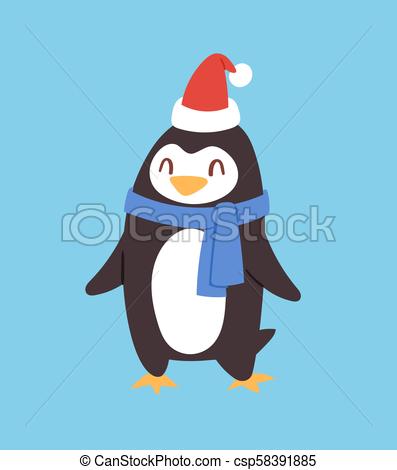 397x470 Christmas Penguin Vector Character Cartoon Cute Bird Celebrate
