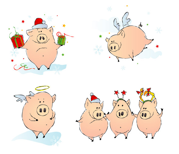 587x506 Super Cute Cartoon Pig Ai Vector
