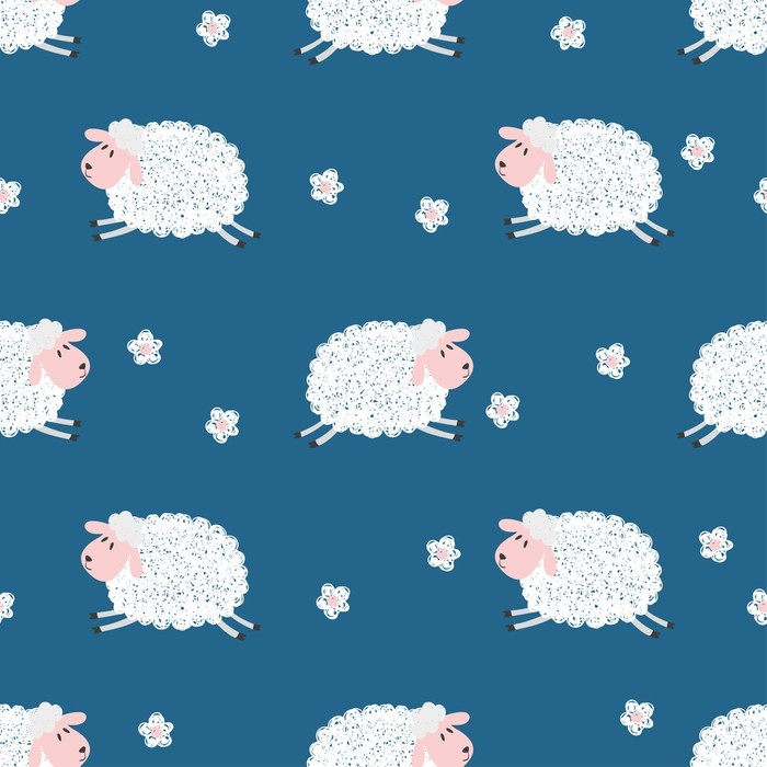 700x700 Seamless Pattern With Cute Sheep. Vector Kids Background Wall