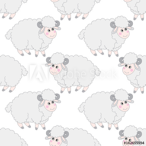 500x500 Vector Seamless Pattern With Cute Sheep Vector Lamb. Sheep