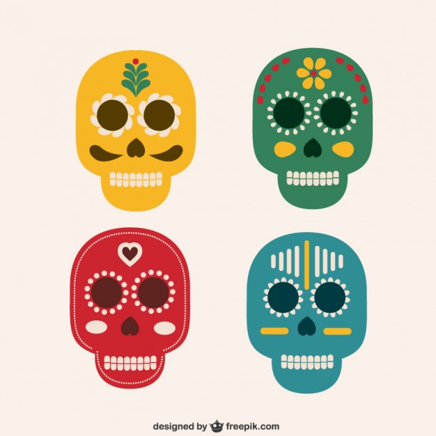 626x626 Cute Colorful Sugar Skulls Vector Free Download