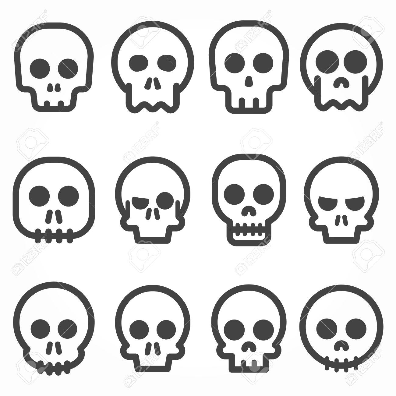 1300x1300 Halloween Cartoon Skull Icons Mexican Cute Vector Image Beautiful