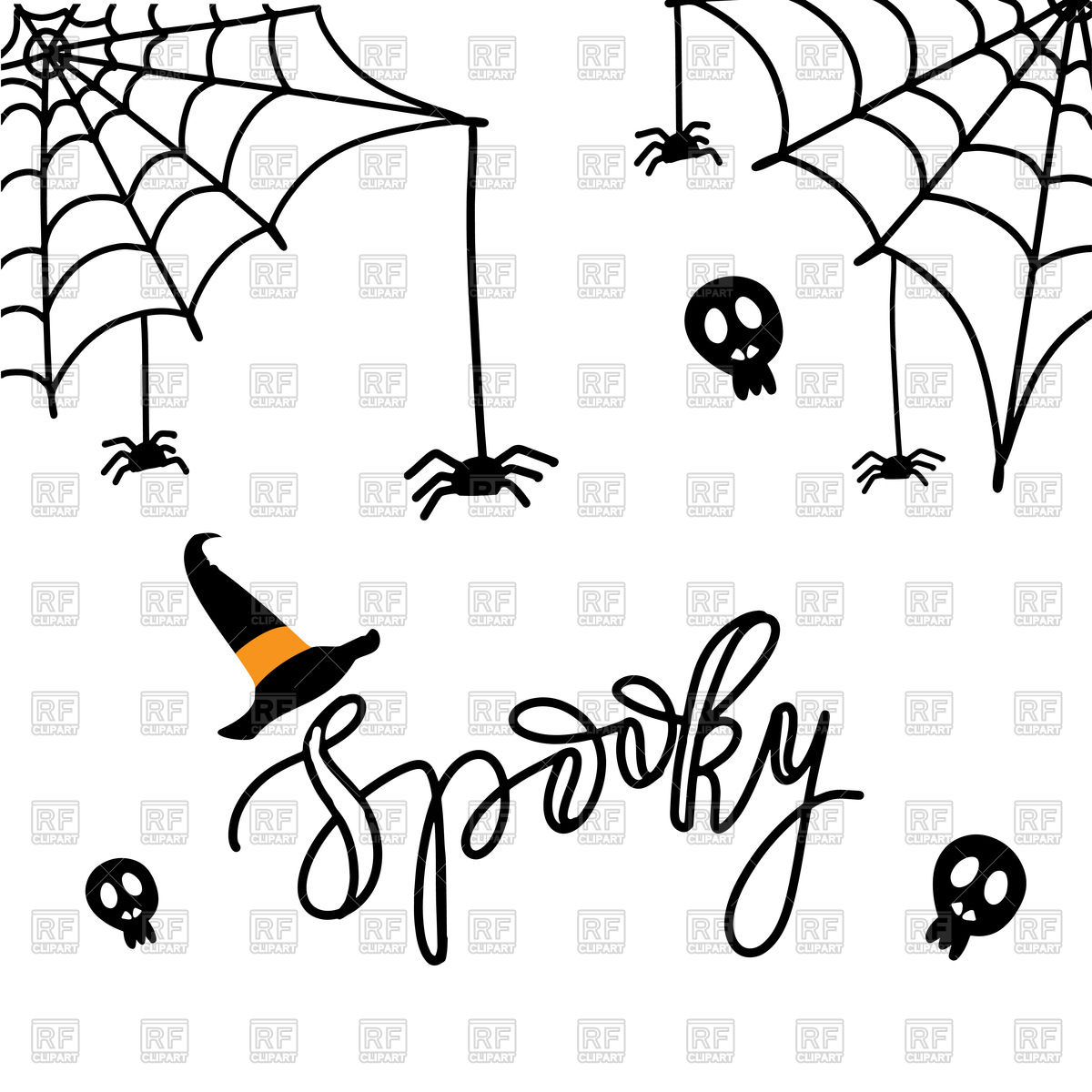 1200x1200 Cute Spiders And Web Background With Text Vector Image Vector