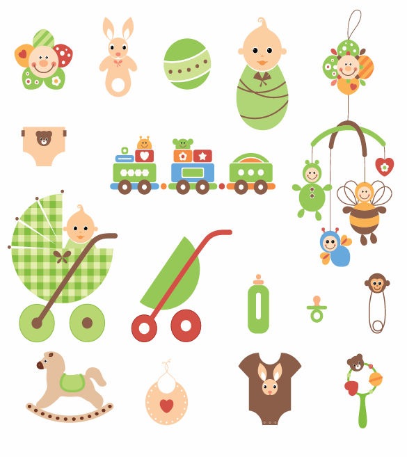 585x657 Cute Newborn Elements Vector Graphic Free Vector Graphics All