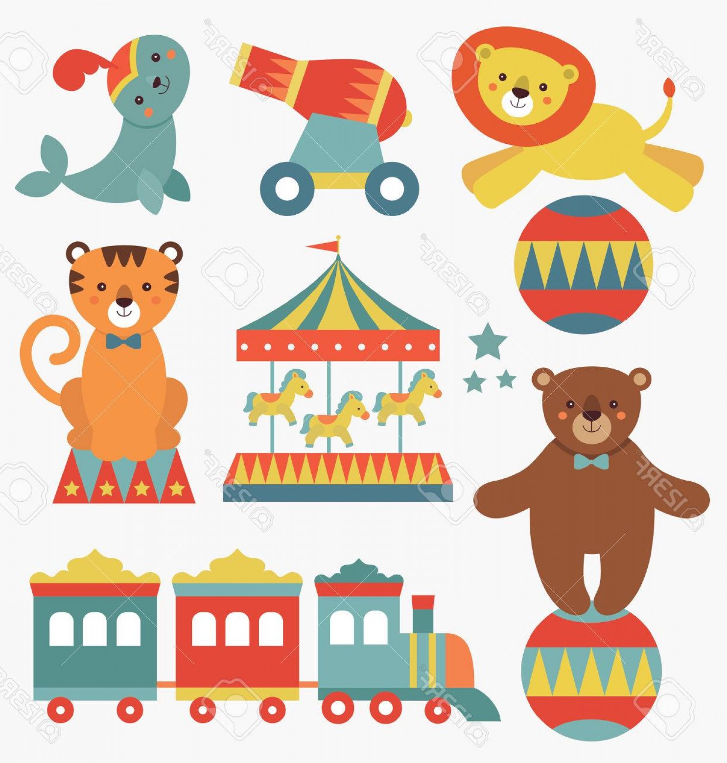 1485x1560 Cute Vector Art Circus Circus Shopatcloth