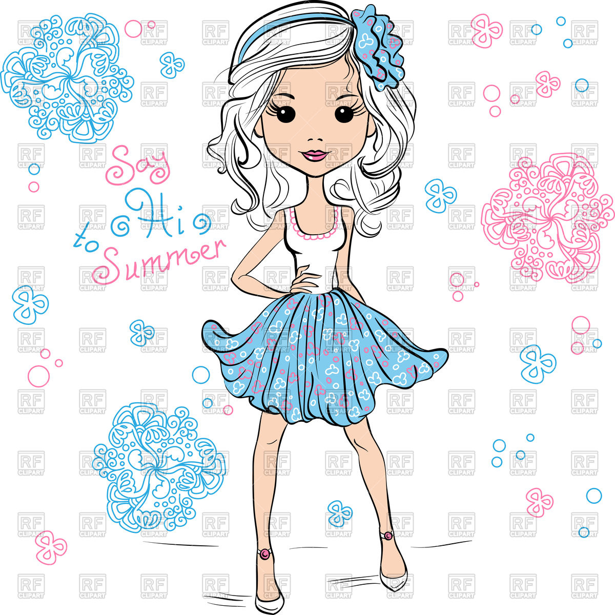 1200x1200 Cute Fashion Baby Girl In Summer Clothes Vector Image Vector