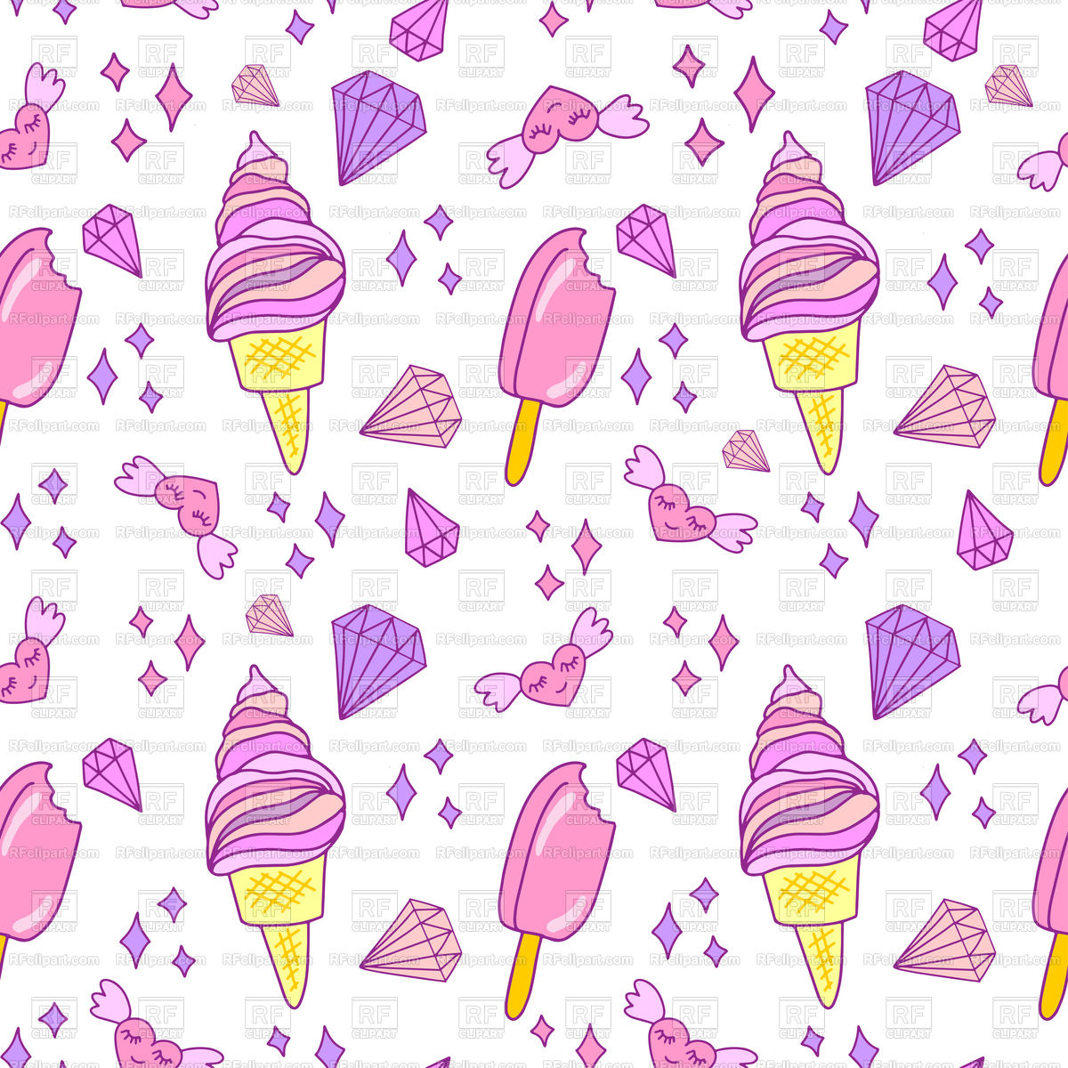 1200x1200 Cute Pink Seamless Pattern With Ice Cream Vector Image Vector