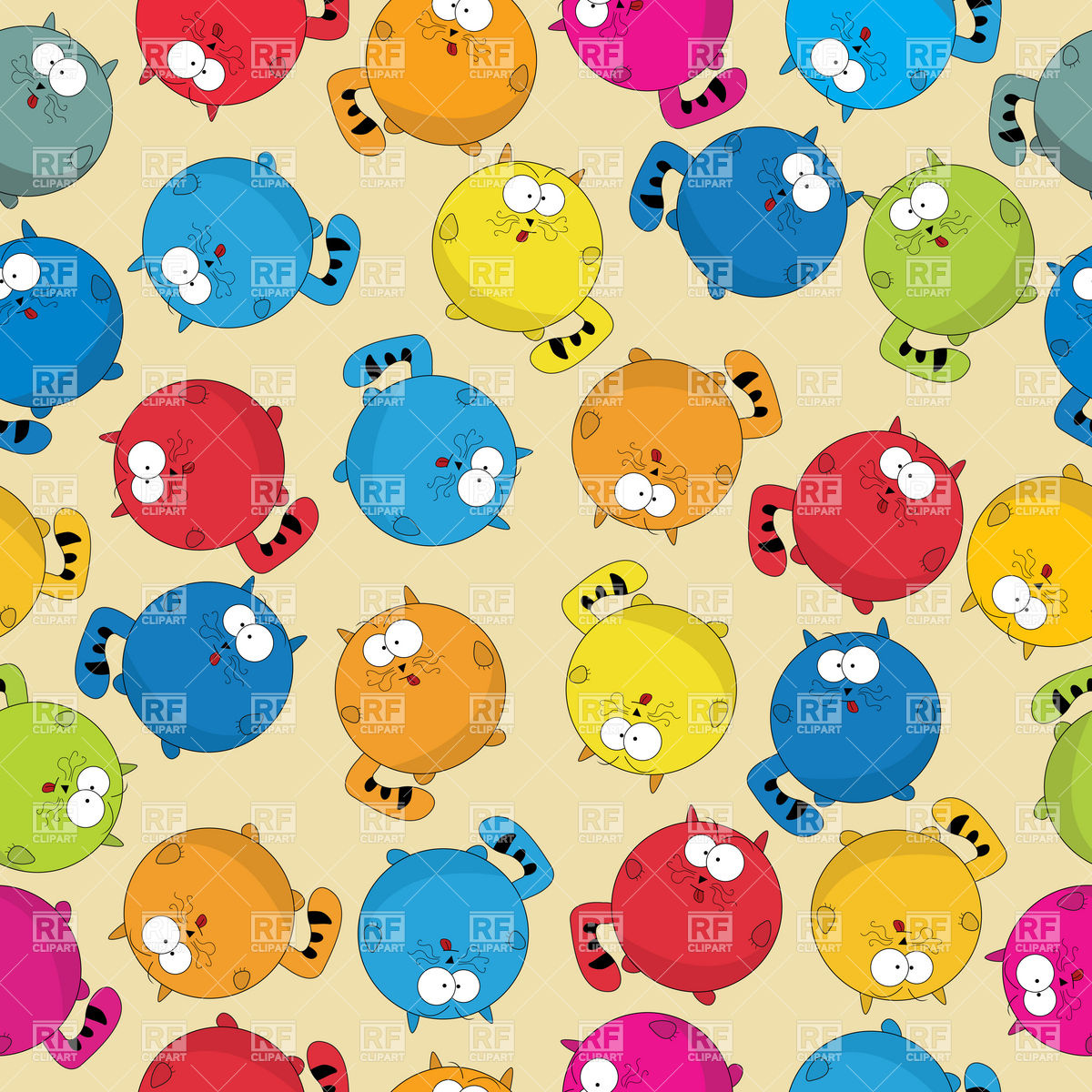 1200x1200 Cartoon Style Seamless Pattern With Cute Fat Cats Vector Image
