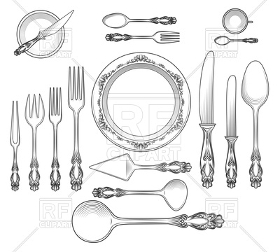 400x360 Cutlery Plate, Spoon, Knife, Fork