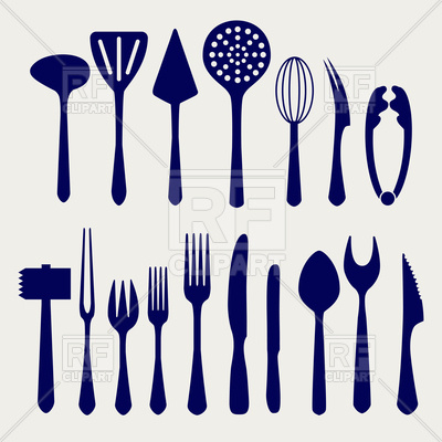 400x400 Fork, Knife, Spoon And Other Cutlery Icons Vector Image Vector