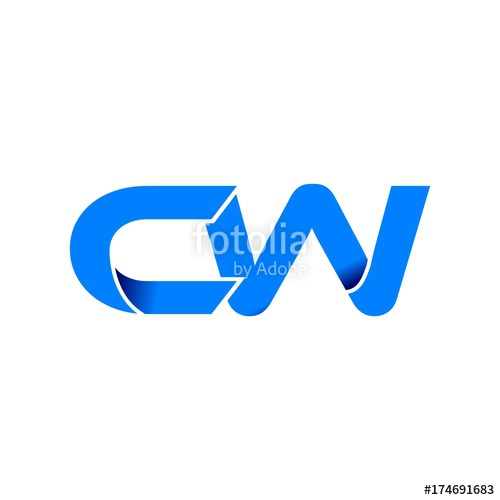 500x500 Cw Logo Initial Logo Vector Modern Blue Fold Style Stock Image