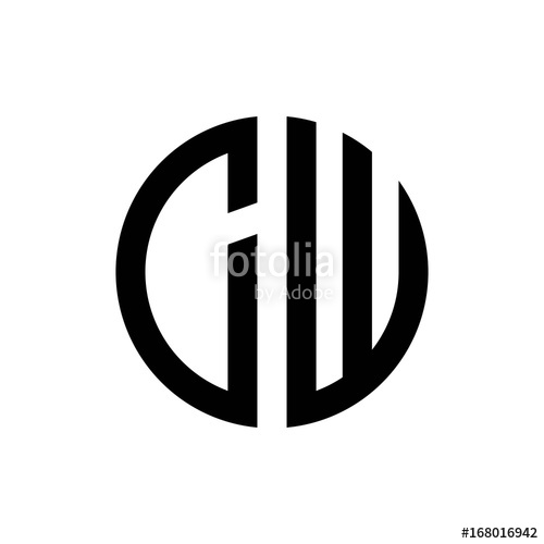 500x500 Initial Letters Logo Cw Black Monogram Circle Round Shape Vector