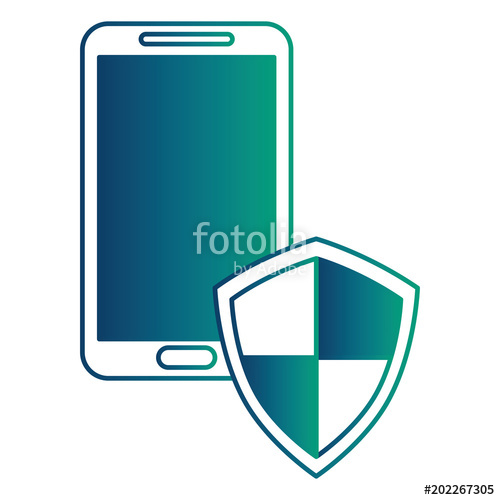 500x500 Smartphone With Shield Protection Data Cyber Security Vector