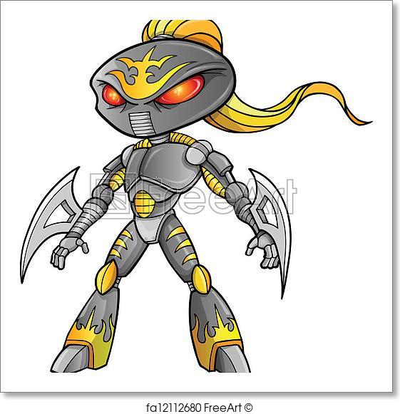 561x581 Free Art Print Of Warrior Ninja Cyborg Soldier Vector Freeart