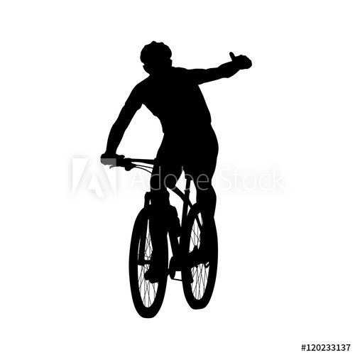 500x500 Mountain Biker Showing Thumbs Up. Cycling, Vector Silhouette, Fr