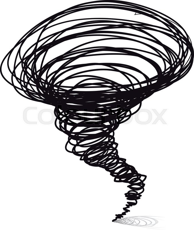 677x800 Vector Hand Drawn Illustrations. Cyclone Tornado On A White