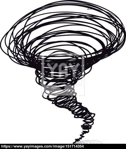 432x512 Vector Hand Drawn Illustrations. Cyclone Tornado Vector