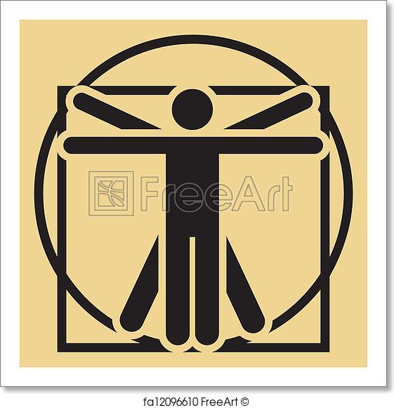 561x581 Free Art Print Of Vector Minimalistic Vitruvian Man. Vector