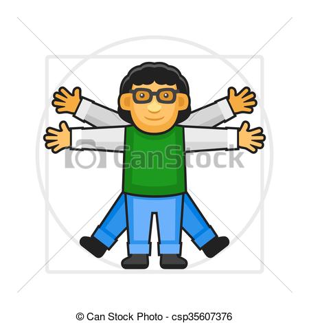 450x470 Leonardo Da Vinci Vitruvian Man Sign Logo. Hipster Style Icon