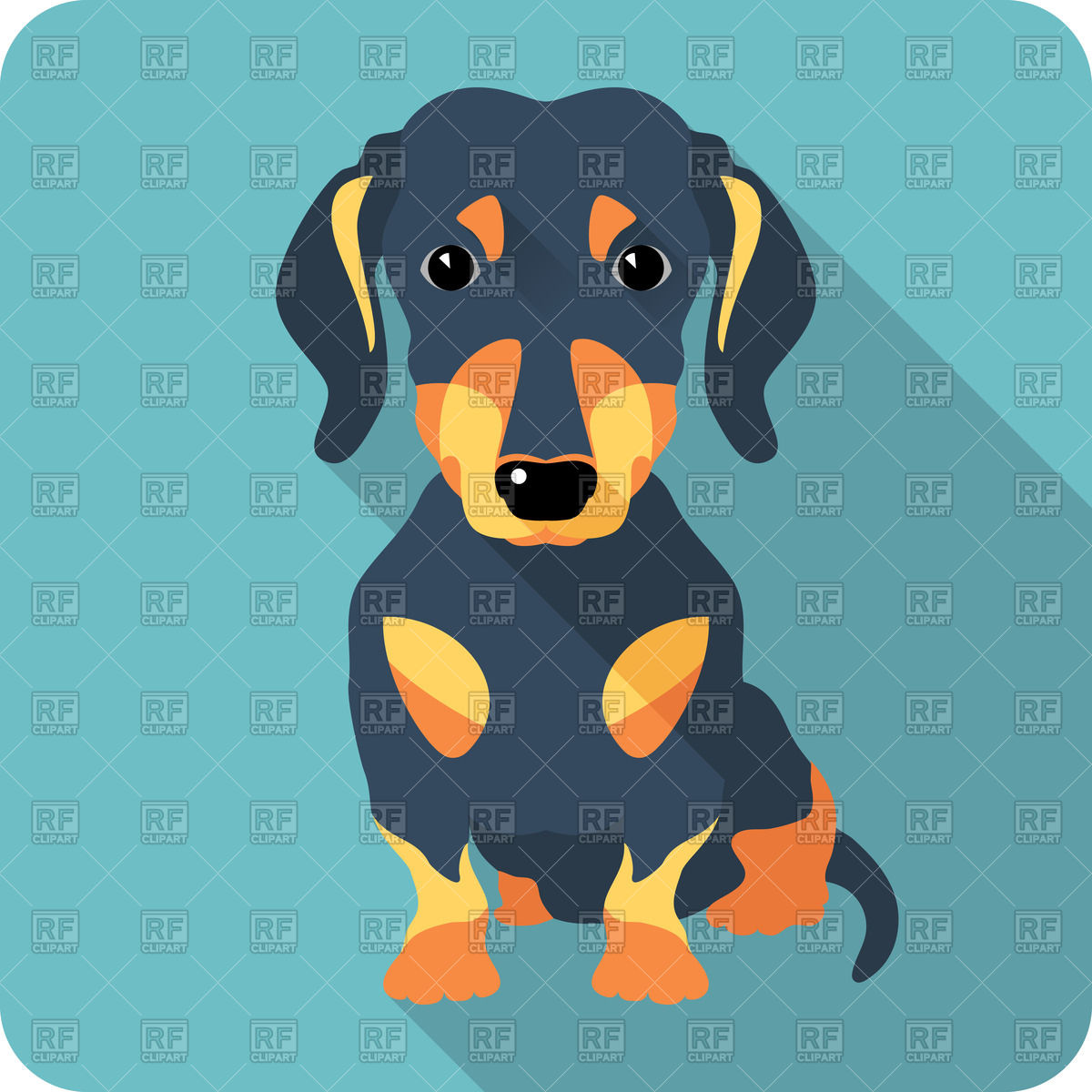 1200x1200 Flat Icon Of Sitting Dachshund Vector Image Vector Artwork Of