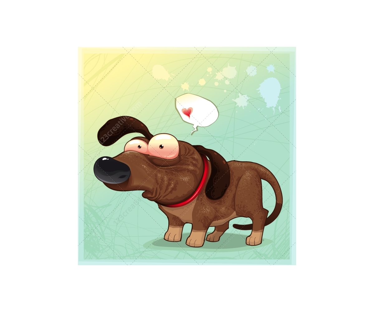 1200x1000 Shy Dachshund In Love With Speech Bubble Vector