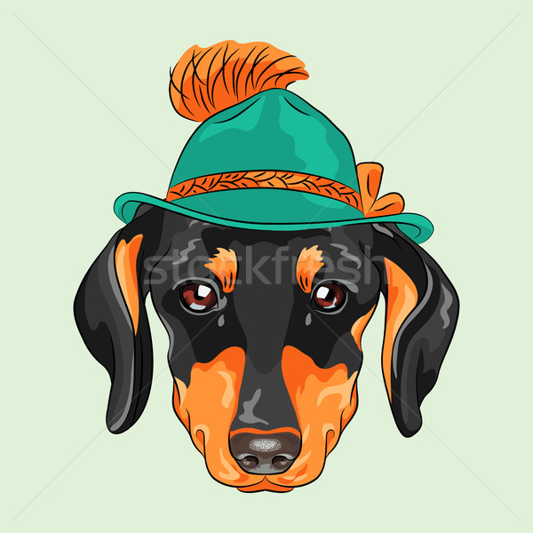 600x600 Vector Funny Cartoon Hipster Dog Dachshund Vector Illustration